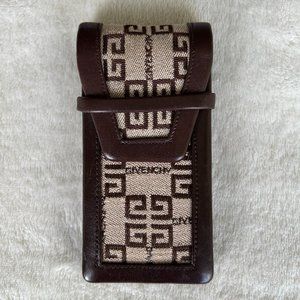 Vintage Givenchy Brown Leather and 4G Monogram Accessory Case Holder - Rare!